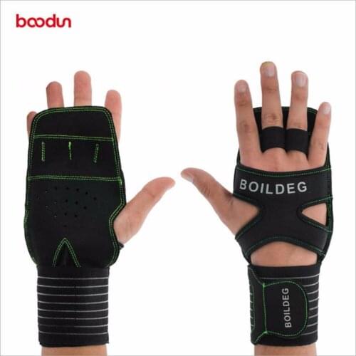 Boodun Professional Weight Lifting Gloves Anti Skid Gym Fitness Sport Gloves Bodybuilding Thicken Hand Protection for men women