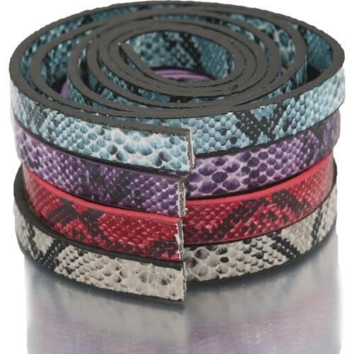 2 Meters Snake Pattern 10x2mm Flat PU Leather Cord Rope For Diy Fashion Jewelry Bracelet Necklace Hand Made Making Supplies