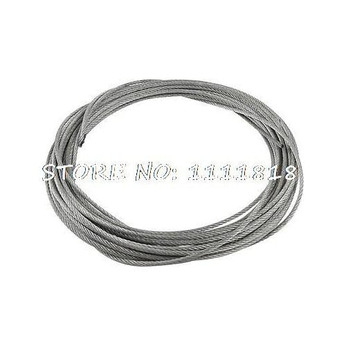 Hoisting Lifting 12m x 3mm Stainless Steel Flexible Wire Cable Gray