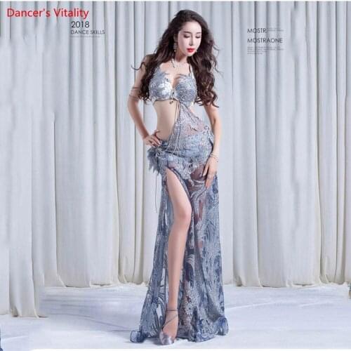 Professional Custom Made Summer Competition Bellydance Luxury Siamese Suit Sexy Stage Belly Dancer Practice clothing