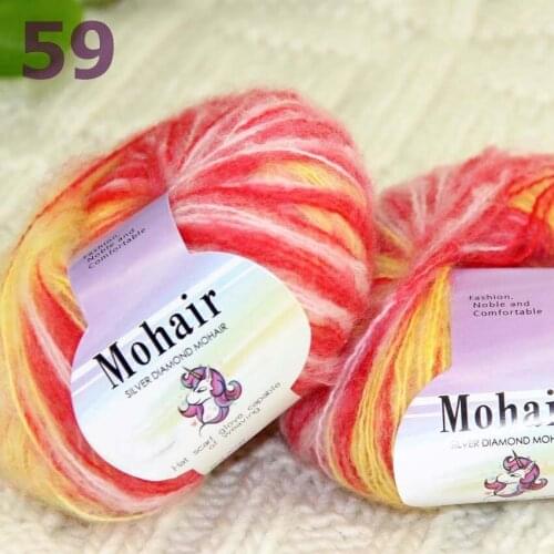 Sale New 2BallsX25g Luxury Soft Mohair Warm Wrap Shawl Hand Knit Crochet Yarn 291-59 Red Yellow Multi