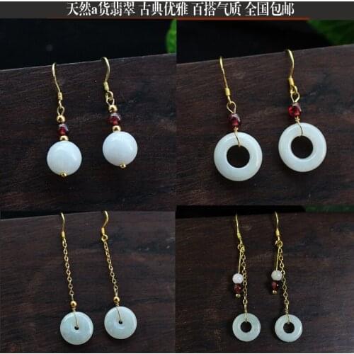 Self Created 925 Silver Natural Emerald Jade Safety Buckle Beads Earrings Original DIY By Hand Accessories Women Gifts Jewelry