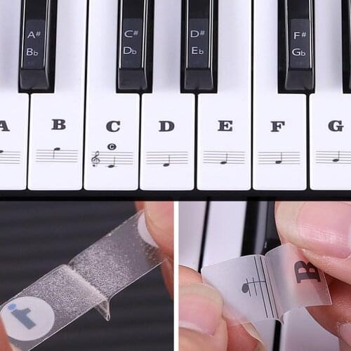 Removable Piano Key Stickers Transparent PVC Note Sticker for 37 49 54 61 88 Keys Electronic Keyboard Piano