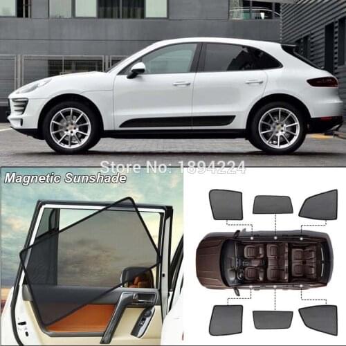 Car Full Side Windows Magnetic Sun Shade UV Protection Ray Blocking Mesh Visor For Porsche Macan 2014