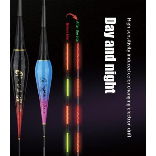 Smart Electric Fishing Float Bite Alarm Fish Bait Gravity Sensor Nano LED Light Color Change Night Electronic Buoy Bobber