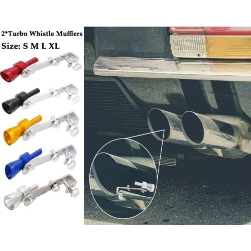 Uxcell 2pcs S-XL Size Universal Simulator Turbo Sound Exhaust Muffler Pipe Whistle Roar Maker 5 Colors for Auto Car Styling