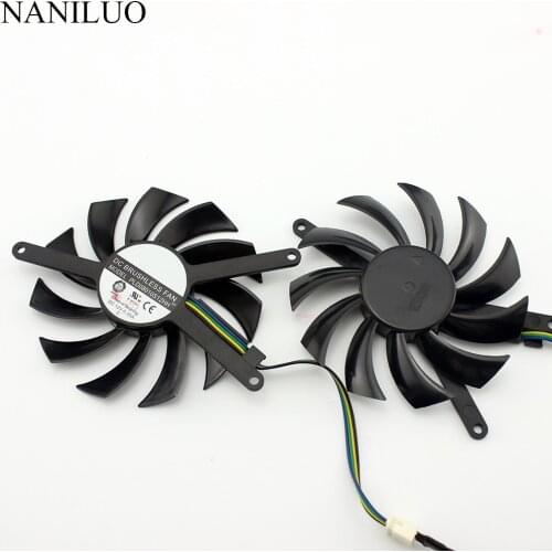 NANILUO 2Pcs/lot 75mm PLD08010S12HH For EVGA GTX 460 GTX 560 TI 580 4Pin 12V 0.35A Graphics Video Card VGA Cooler