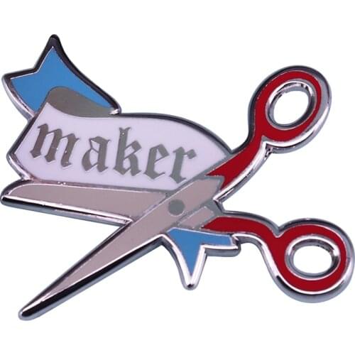 Vintage red scissors maker badge gift for artist knitters sewist flair addition