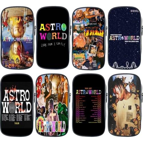 Large Capacity Travis Scotts ASTROWORLD Pen Bag Student Cool Pattern Pencil Case Stationery Bag WISH YOU WERE HERE Cosmetic Bag