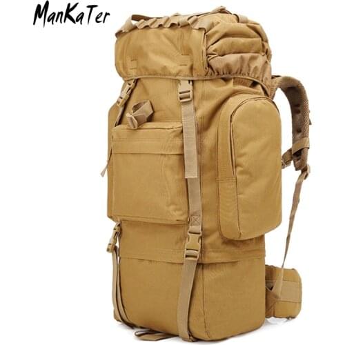 ManKaTer Free Shipping 65L Large Capacity Outdoor Military Tactical Bag Waterproof Wear-resistant Metal Bracket Travel Backpack