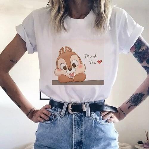 Summer Plus Size Clothing S-3XL New Disney Chip and Dale Print T Shirt Women O Neck Short Sleeve Tees Tops Women TShirt Funny