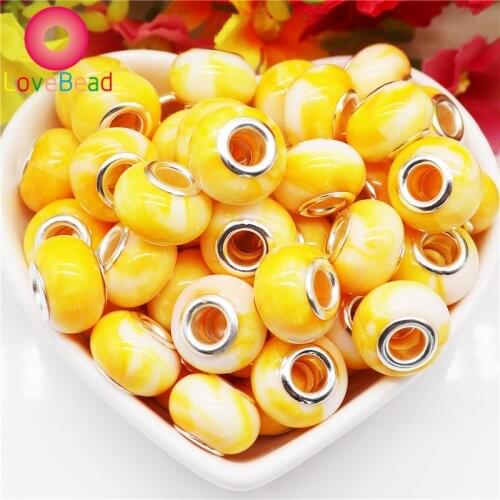 10Pcs New Round Rondelle European Spacer Beads Charms Large Hole Fit Pandora Snake Chain Bracelet Bangle Necklace Earrings Craft