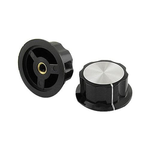 2 Pcs Replacement Volume Control Rotary Knobs 1 3/8" Black