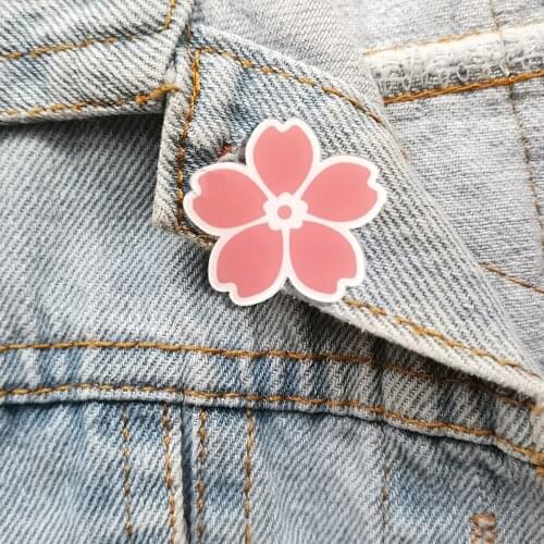 Acrylic Shirt Brooch Vintage Flower Lapel Pins For Women Backpacks Clothes Accessories Jewelry Badges Gift