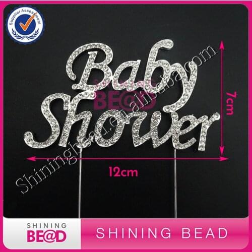 Free Shipping! Hot Sale Style Sliver Rhinestone Baby Shower,Fashion Clear Rhinestone Cake Topper For Baby Shower,20pieces/lot