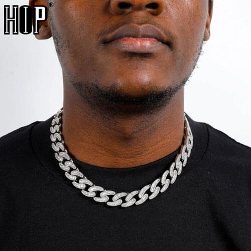 Hip Hop 15MM Baguette Cuban Link Chains Bling Iced Out CZ Setting AAA+ Cubic Zirconia Chain Necklace For Men Women Jewelry