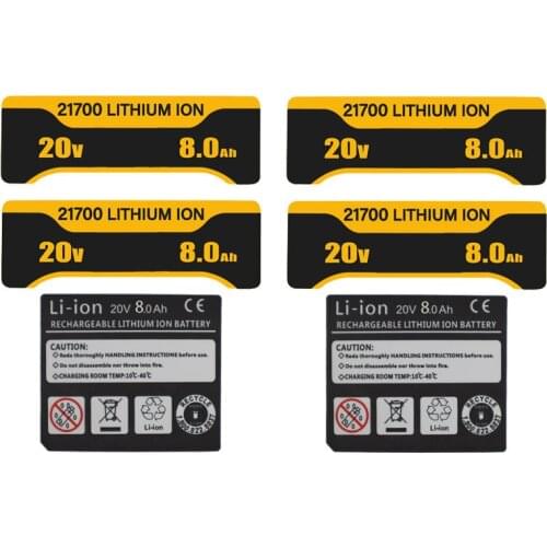 DCB200 10 * 21700 Li-ion Battery 8.0Ah Sticker For De Walt 18V 20V Lithium Battery Label Accessories DCB200 DCB203