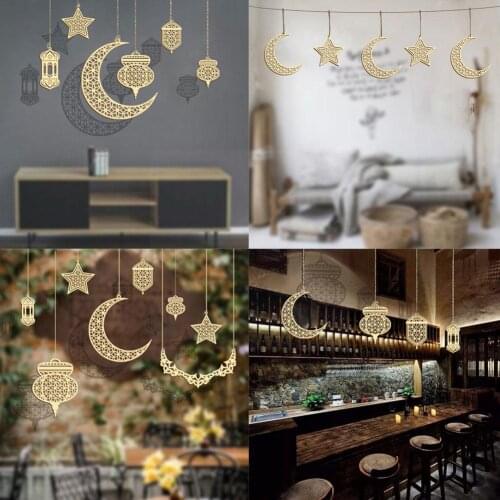 Ramadan Kareem Wooden Craft Hanging Pendant With Hemp Muslim Party Decoration Home Rope Gift For Islamic Eid Mubarak Eid Al L4t8