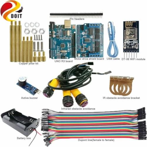 DOIT 1 set WiFi Development kit for Arduino Tracked Tank Robot Chassis with UNO board+IR Obstacle Avoidance+Motor Drive Board