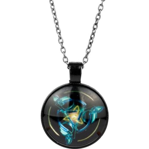 Dongsheng Fashion Pendant Necklace Glass Cabochon Sliver Chain Vintage Choker Statement Necklaces Fashion Women Jewelry Gifts