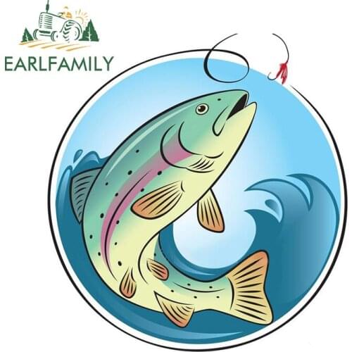 EARLFAMILY 13cm x 12.2cm For Fishing Fish RV VAN Car Stickers Waterproof Decal Car Assessoires Motorcycle Funny Graffiti Bumper