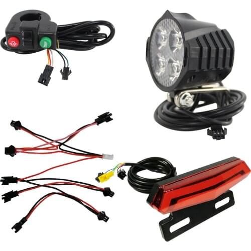 Ebike Headlamp Tail Light Electric Bike Bicycle 24/36/48V/60V Front Rear Warning Lights LED Night Spotlight Headlight Sets