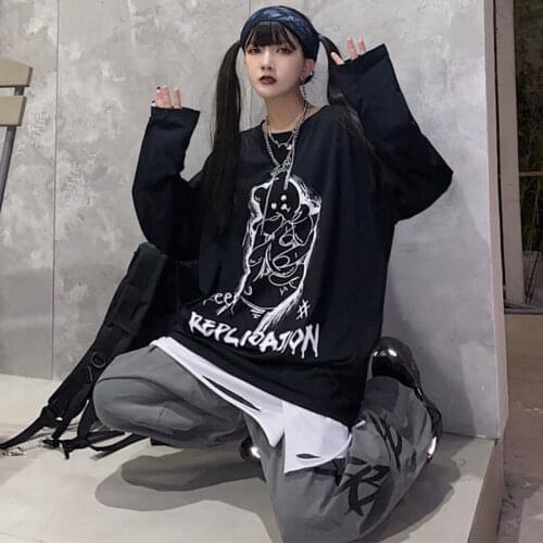 Gothic Funny Print Tshirt Cool Clothes Women Summer Y2k Aesthetic Hip Hop White Black Short Sleeve T-shirts Streetwear Top