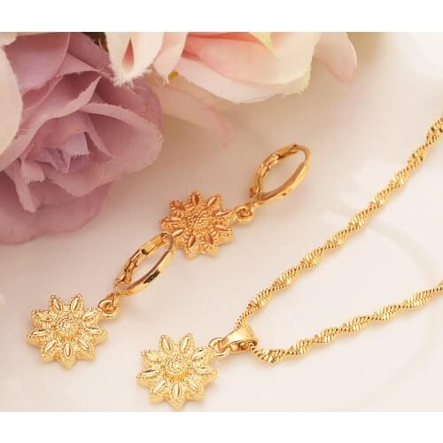 Gold flower Ethiopian Jewelry Sets Eritrea Habesha Africa bridals Wedding jewelry Gift necklace pendnat earrings diy charms