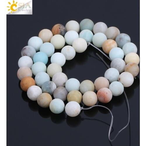 CSJA Matte Natural Round Amazonite 8mm Gem Stone Strand Loose Beads for Energy Healing Jewelry Making Handmade Accessories F195