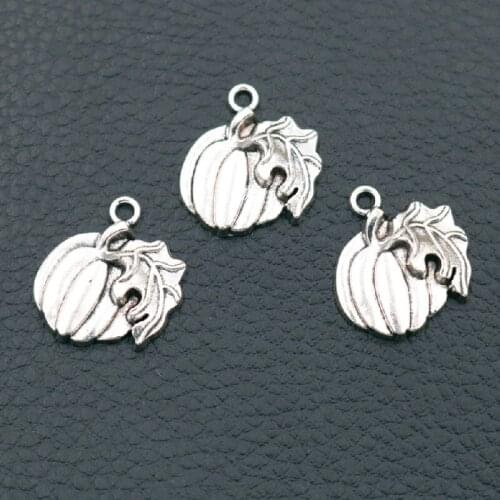 Metal Pumpkin Pendant, 21 * 18mm Pumpkin Charm, Plant Fruit Charm, Halloween Jewelry Charm, A414 Silver Color 10pcs