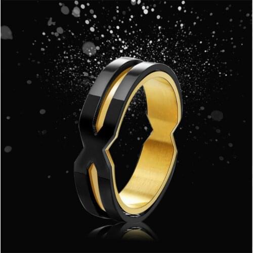 Trendy Wedding Bands Rings for Men/Women Love Gold &Black Color X Cross Stainless Steel Ring Promise Jewelry