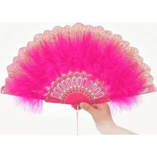 New classic folding fan retro style dance cheongsam show palace fan girl feather fan