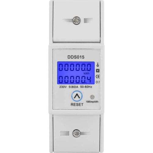 5 to 80A 230V 50Hz Digital LCD Single Phase Energy Meter Watt Meter DIN Rail Mounting DDS015 Electric Power Meter