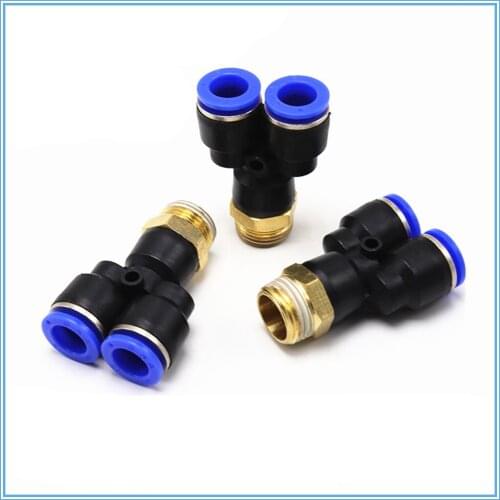 Pneumatic Fitting Y Shaped Tee 4-12MM OD Hose Tube M5 1/8" 1/4" 3/8" 1/2" BSP Male Thread 3 way Air Coupler Connector