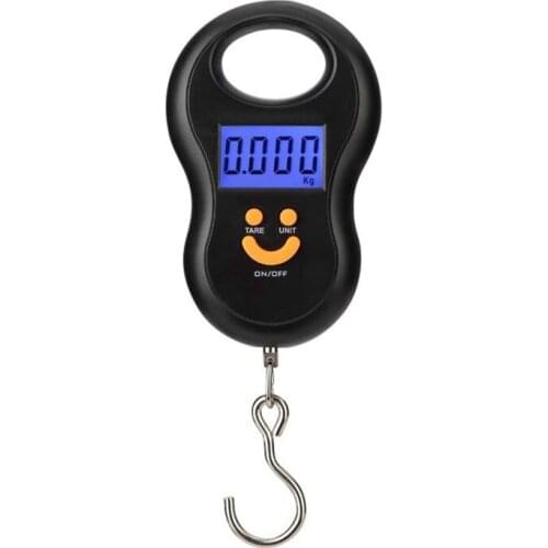 Portable 50Kg 10g Hanging Scale Digital Scale BackLight Electronic Fishing Weights Pocket Scale Luggage Scales Black