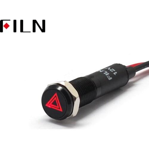 FILN 8mm Car dashboard Double flash danger mark symbol led red yellow white blue green 12v led indicator light with 20cm cable
