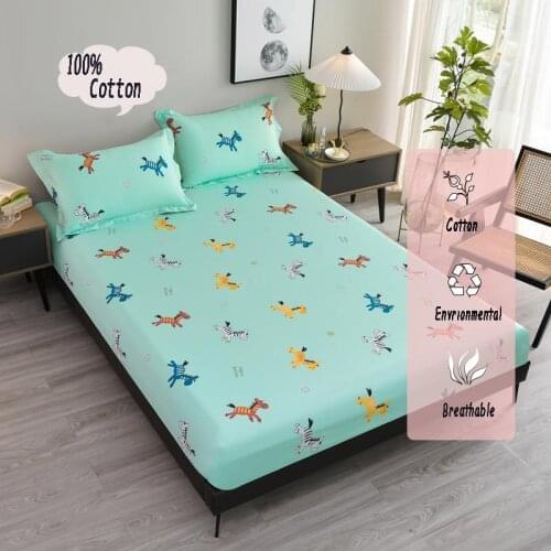 100% Cotton Sheets Stripe Mattress Cover Bed Sheet Solid Color Fitted Sheet Bedspread Twin Full Queen King 18 Style