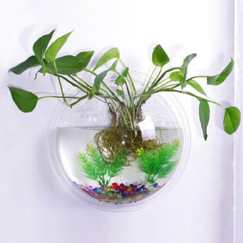 Transparent Glass Vase Wall Hanging Hydroponic Terrarium Fish Tanks Potted Plant Flower pot Dia 15/17/22.5 CM