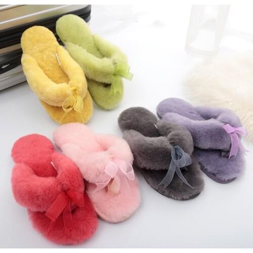 Fluffy Fashin Warm Furry Wool Slip On Flats Female Sliders Cozy Home Woman slippers