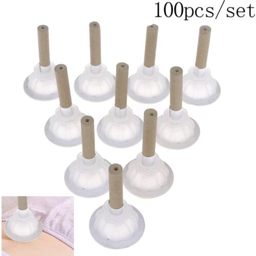 100pcs Self-adhesive Acupuncture Massage Sticker Moxa Stick Moxibustion Smokeless Roll Artemisia Box Holder Roller Cream