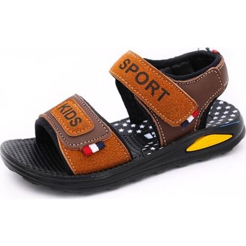 2020 New Boys Sandals Summer Kids Leather Sandals Soft Breathable Beach Shoes Children Lightweight Fashion Outdoor Sports Shoes