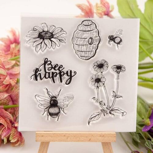 KLJUYP Bee Happy Clear Stamps Scrapbook Paper Craft Clear stamp scrapbooking 07011