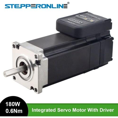 STEPPERONLINE 180W Nema 23 Integrated Servo Motor with Driver 3000RPM 0.6Nm 20-50VDC Brushless DC Mini Servo Motor and Driver