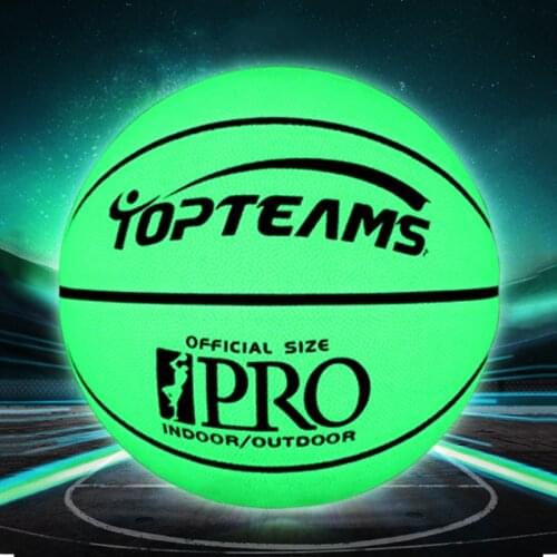 Reflective 7# Basketball Ball Wear-Resistant Luminous Night Light Standard Official Size 7 PU Material For Sports Game With Bag