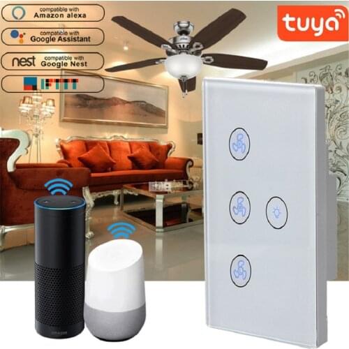 US Wifi Fan Light Switch Tuya Smart remote control Speed regulation fan light Wall touch Switch