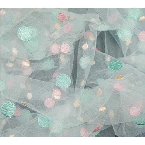 Polka Dot Fabric, Spot Mesh Lace Fabric, Colorful Dot Tulle Fabric, Bridal Gown Fabric 51" Width 1 Yard