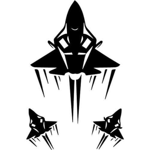 Three Fighting Cool Airplane Sticker High Quality Car Decoration Personality PVC Waterproof Decal Black/White, 19cm*12cm