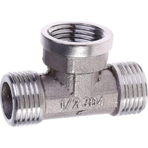 G1/2" Tee 3 Way Plumping Pipe Fittings Chrome Plated Brass T Bathroom Accessories Bidet Water heater Parts Valve