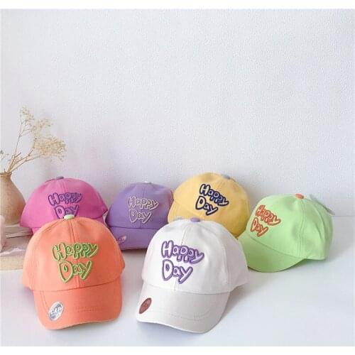 Spring and Summer New Childrens Hats Japanese Embroidered Letter Caps for Boys and Girls Korean Casual Sun Hats Baseball Caps
