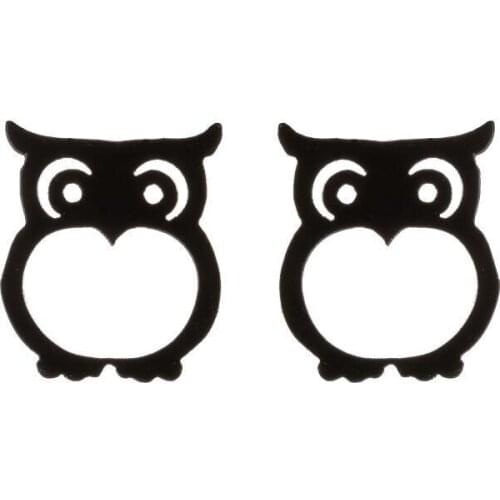 WANGAIYAO2021 owl earrings day cute new stainless steel hollow small owl ear jewelry